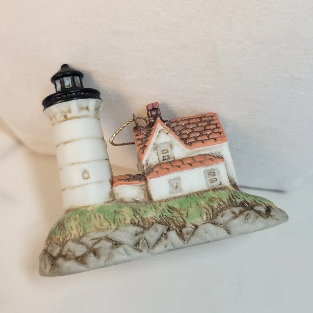 Lefton Cape Neddick Lighthouse Ornament 11508 Vintage 1997 Porcelain Nautical